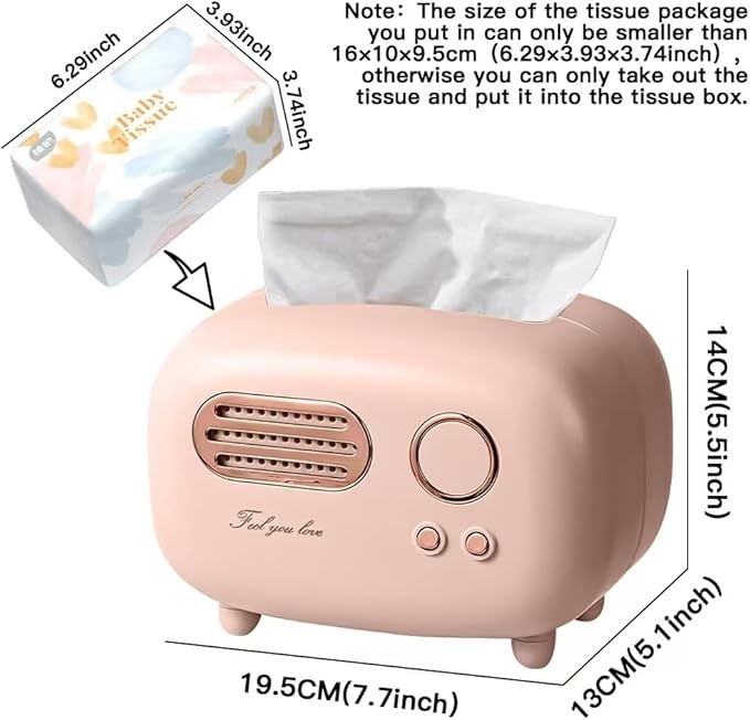 SGVAHY Retro Radio Shape Tissue Cover Box - Unique Multifunction Tissue Box for Kitchen, Bedroom, Office, Parlor, Bathroom Decoration - Creative Gift (Retro Radio Pink)