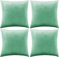 GIGIZAZA Decorative Throw Pillow Covers 16 x 16,Mint Turquoise Soft Pillow Covers Velvet,Set of 4 Decor Square Cushion Covers