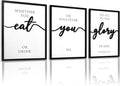 3D Wood Christian Dining Room Wall Art, Framed Bible Verse Wall Art, Jesus Wall Decor for Dining Room Kitchen Living Room Bedroom (Ready to Hang, 12x16 inches, Set of 3, Framed)
