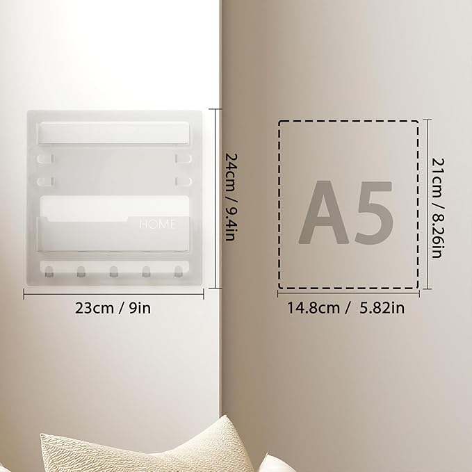 Bedside Wall Shelf Organizer – Floating Acrylic Shelf for Dorm & Bedroom Storage, Adhesive Wall Mounted Organizer for Phone, Remote, Glasses – Minimalist Clear Room Decor (Clear)
