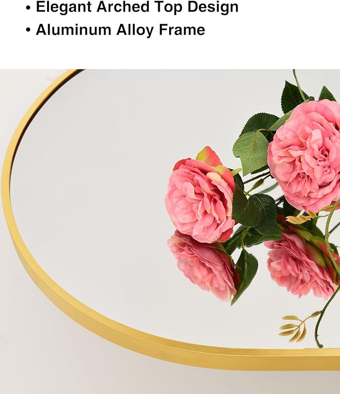 Full Length Floor Mirror, 91x46 Inch Oversized Arched Standing Mirror in Gold for Bedroom, Living Room, Dressing Room - Elegant Freestanding Leaning Mirror Decor