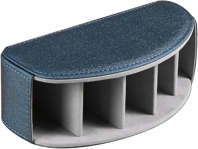 Leather Remote Control Holder,TV Remote Caddy with 5 Compartments,Desktop Organizer,for Store TV,DVD,Blu-Ray,Media Player,Heater Controllers(Blue)