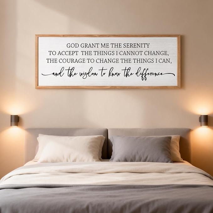 Serenity Prayer Rustic Bible Verse Framed Wall Art, 40''×15'' Vintage Religious Christian Saying Sign for God Jesus Christ Prayer, Positive Horizontal Holy Inspirational Catholic Scripture Gift Decor