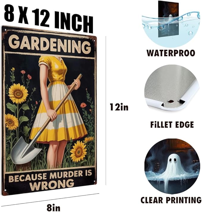 Cottagecore Garden Signs for Outside Decor Gifts Vintage Gardening Metal Tin Signs for Farm Home Garden Greenhouse Bedroom Yard Outdoor Decor 8X12 Inch