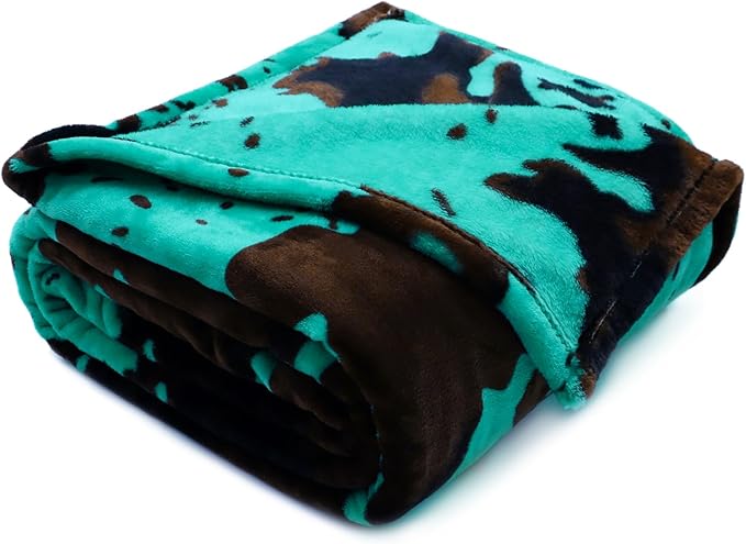 Fleece Throw Blanket for Kids, Cute Soft Fuzzy Teal Blue Small Blanket for Stroller Bed, Birthday Gifts for Girls Boys Women Teenage Mom 40x50 Inches