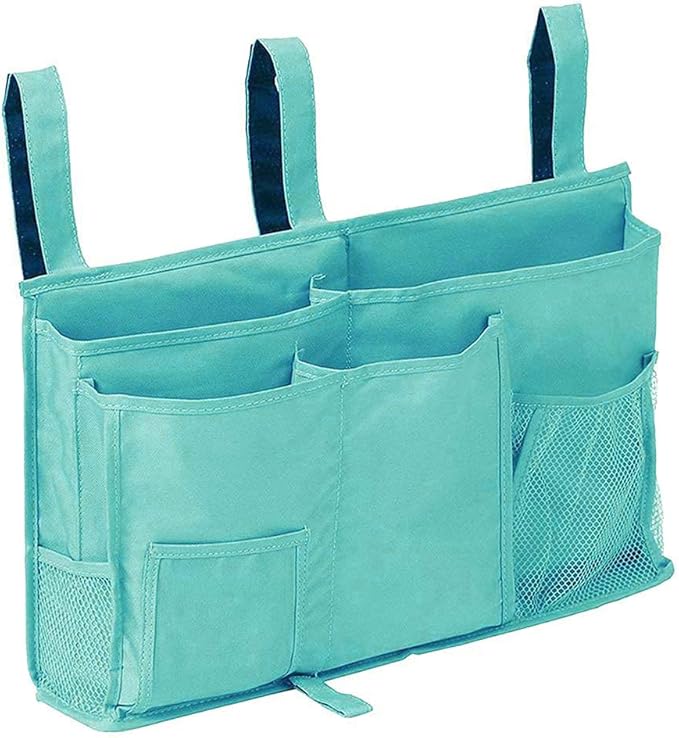 Bedside Storage Organizer, 8 Pockets Hanging Storage Bag Organizer Holder,2019 Bedside Caddy for Bunk Dorm Rooms & Hospital Bed Rails（Green） (YUNDA118)