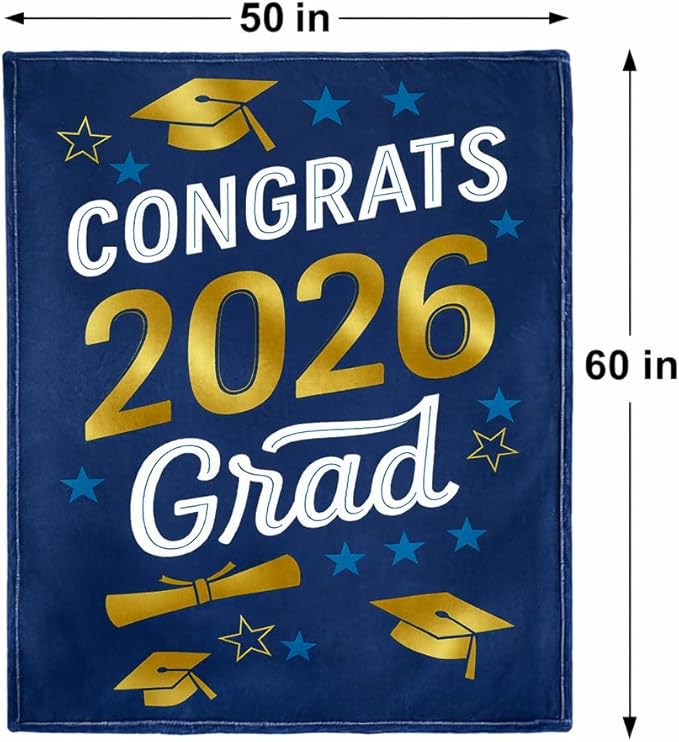 Graduation Gifts Blanket Class of 2026 – Congrats Grad Throw Blanket 50x60 Inch, Classic Graduation Gift for Him Her, Soft Cozy Plush Blanket for College High School Graduate