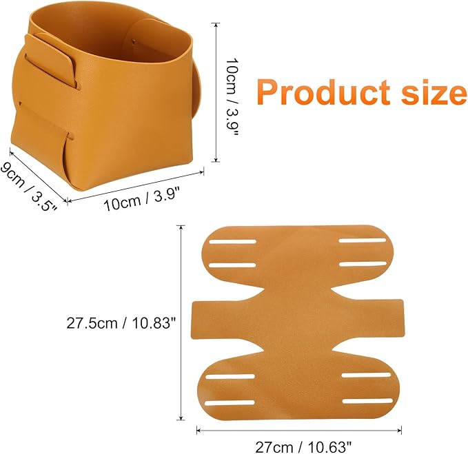 uxcell Valet Tray Organizer, PU Leather Desktop Storage Organizer Box Tray Entryway Table Bedside Nightstand Catchall Vanity Tray for Jewelry Key Coin Watch Wallet (Yellow)