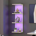 4-Tier Wall Shelf Unit with RGB Lights, Floating Lack Shelf for Home Decor, Wall Mounted Vertical Display Shelf for Bedroom Living Room Vanity, White
