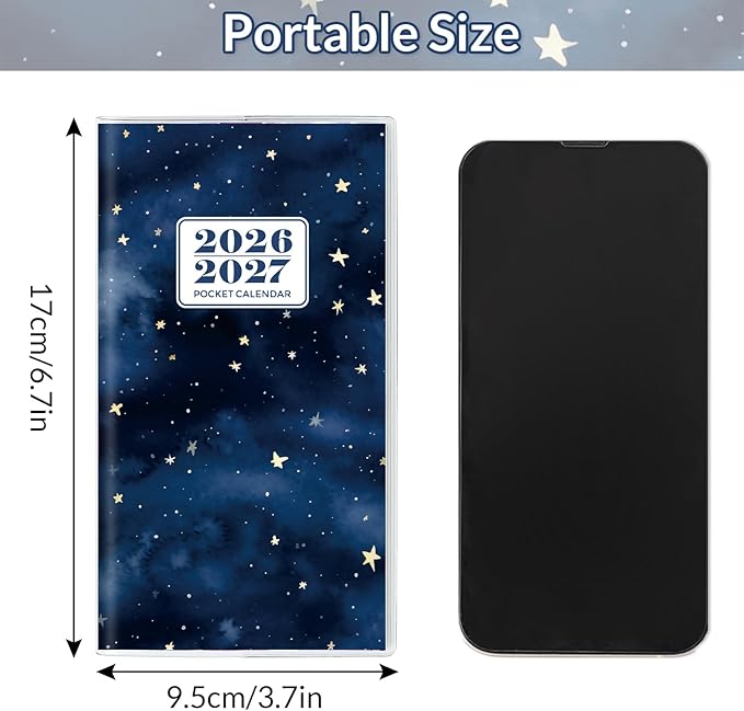 Pocket Calendar 2026-2027, 2026-2027 Monthly Planner - 3.7" x 6.7" - Runs from January 2026 Until December 2027, 2026 Pocket Calendar with PVC Cover for Organizing & Planning
