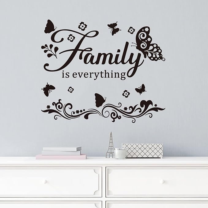 Motivational Home Wall Decals for Bedroom: Family Inspirational Quotes Vinyl Art Wall Stickers for Living Room Kitchen Apartment Bathroom - Family is Everything 24" X 20"