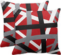 Emvency Set of 2 Throw Pillow Cover Red Black Stripes Grey White Design Retro Decorative Pillow Case Striped Home Decor Square 18x18 Inch Cushion Pillowcase