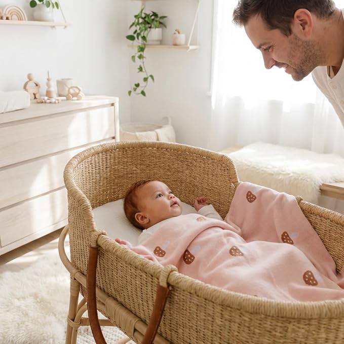Swaddle Blanket for Girls 100% Cotton Buttery Soft Cozy Receiving Swaddle Crib Stroller Blanket for Shower Gift Registry for Newborns, Infants, Toddlers (Mushroom - Pink)