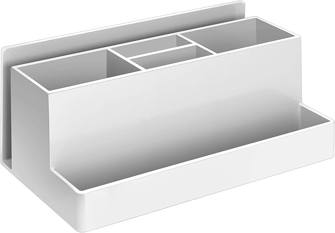 Acrimet Desktop Organizer - Multi Organizer Caddy Holder for Office, Home and School use (Plastic) (White Color)