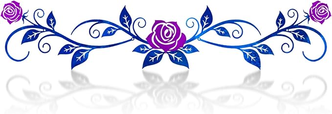 AHYS Metal Flowers Wall Decor Rustic Flat Rose Vine Wall Art for Farmhouse Home Living Room Bedroom for Above Door/Bed/Windows Decor (Blue & Purple) - 29x6.3 Inches