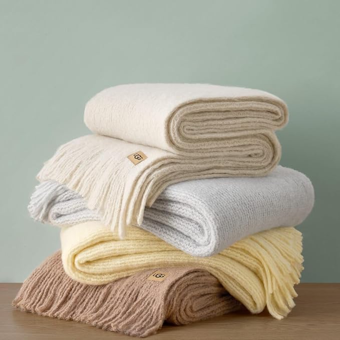 UGG Knit Throw Blanket – Soft Lightweight Throw Blanket for Couch, Bed Throws or Luxury Home Decor, Blankets & Throws for Home, Living Room and Bedroom, 50" x 70" (Margot) (Yellow)