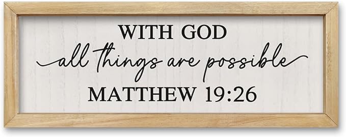 comurdyo With God All Things Are Possible Sign Wall Decor 16"×6" Bible Verse Scripture God Is Within Her She Will Not Fall Wall Hanging Art (Wood)