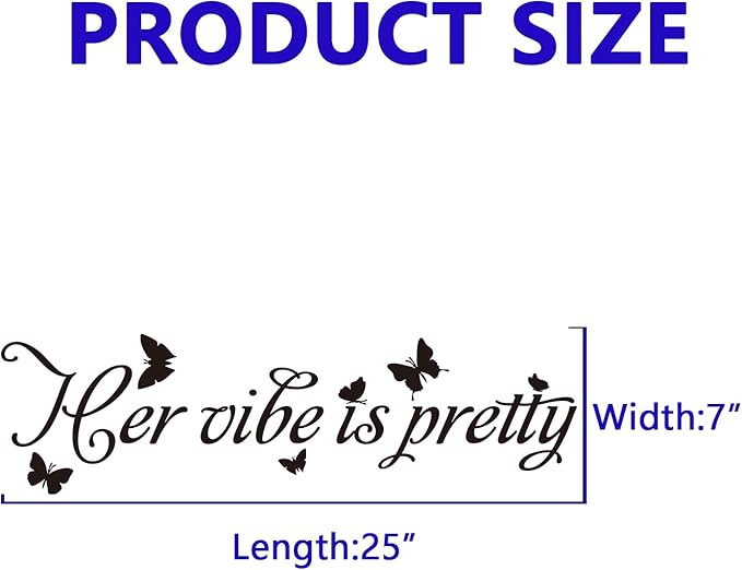 Women Quotes Wall Stickers for Bedroom: Inspirational Positive Vinyl Art Wall Decals for Home Living Room Bathroom - Her Vibe is Pretty 25" X 7"