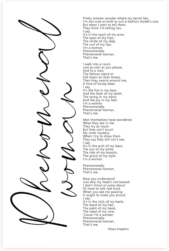 Maya Angelou Quotes Wall Art Decor Black Woman Canvas Art Phenomenal Women Wall Decor Office Artwork Pictures Black People Inspirational Posters Prints for Office 16x24 Inch Unframed