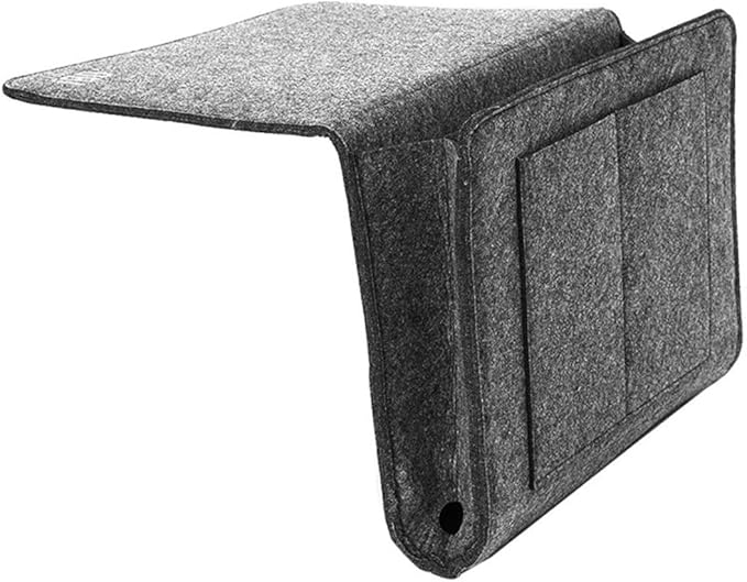 Bedside Organiser, Bedside Storage Pocket, Felt Bag Bed Hanging Storage Pouch Sofa Desk Hanging Organizer Remote Holder or Home Bed Rails, Sofa, Bunk Beds Dark Grey