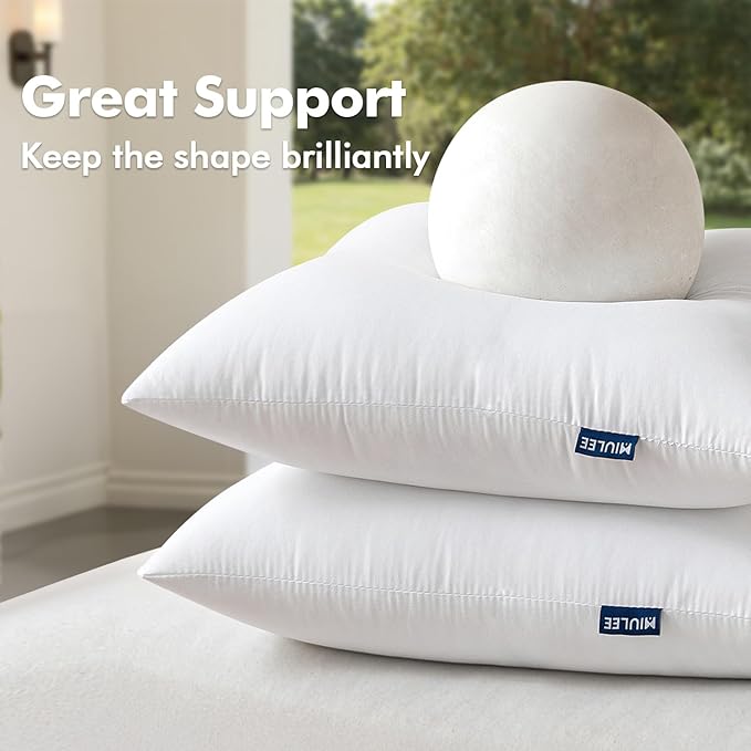 MIULEE 14x14 Pillow Insert Throw Pillow Insert, Outdoor Pillows Water-Resistant Premium Outdoor Pillow Stuffer Sham Square for Bed Couch Sofa Patio Furniture Cushion