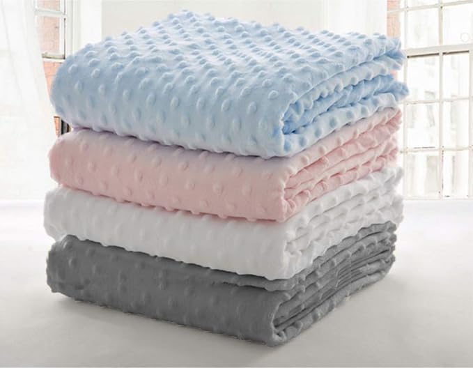 American Baby Company Heavenly Soft Chenille Receiving Blanket (30" x 40"), 2-Layer Design with Minky Dot & Silky Satin, White, for Boys and Girls