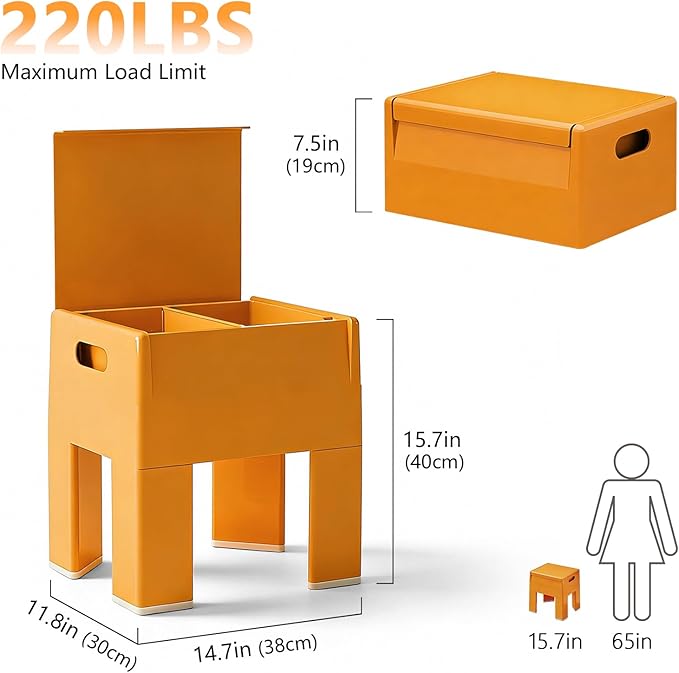 Nightstand Bedside with Storage Space, Multifunctional Colorful Plastic End Table Small Side Table for Bedroom, Dorm and Small Spaces, Easy Assembly(14.7" D x 11.8" W x 15.8" H, Orange)