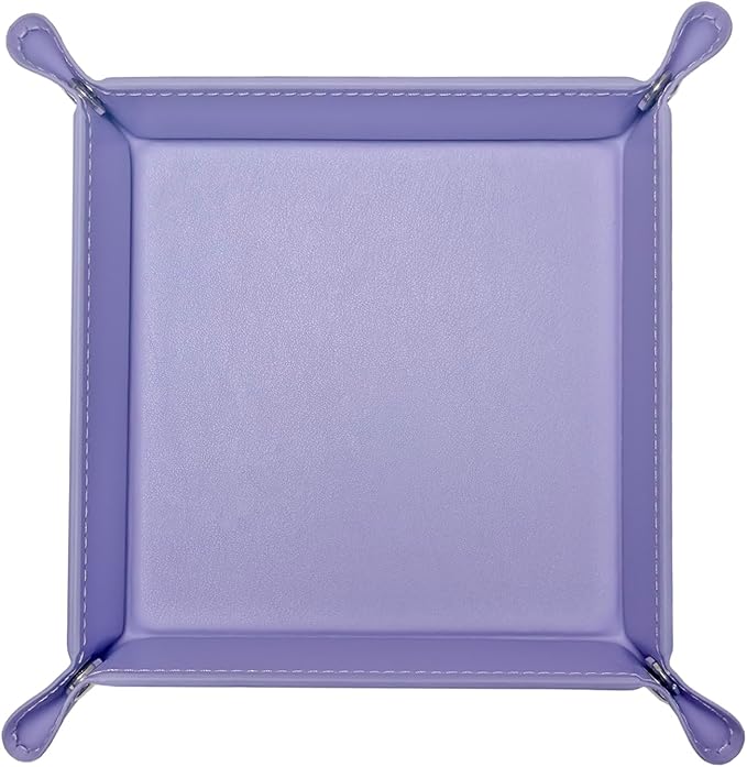 UnionBasic Small Valet Tray, Jewelry Tray for Rings Watches Earrings, Entryway Catchall Caddy for Coins Keys Change, Nightstand Bedside Valet Holder, Trays for Electronic Gadgets, Purple