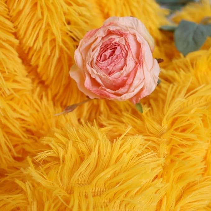 Ultra Soft Plush Blanket - Cozy Furry Throw for Bed, Sofa & Couch - Warm Fuzzy Fur Quilt - Super Snug & Luxurious - Perfect for Gifting (63x79 Inches, Yellow)