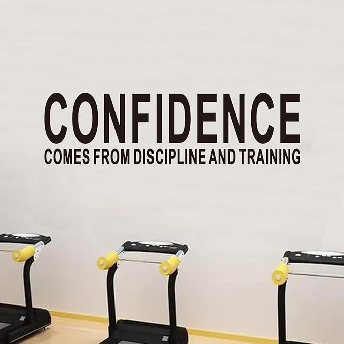 AnFigure Office Quotes Wall Stickers: Inspirational Gym Vinyl Art Wall Decals for Garage Classroom School Workspaces - Confidence Comes from Discipline and Training 25"X7"