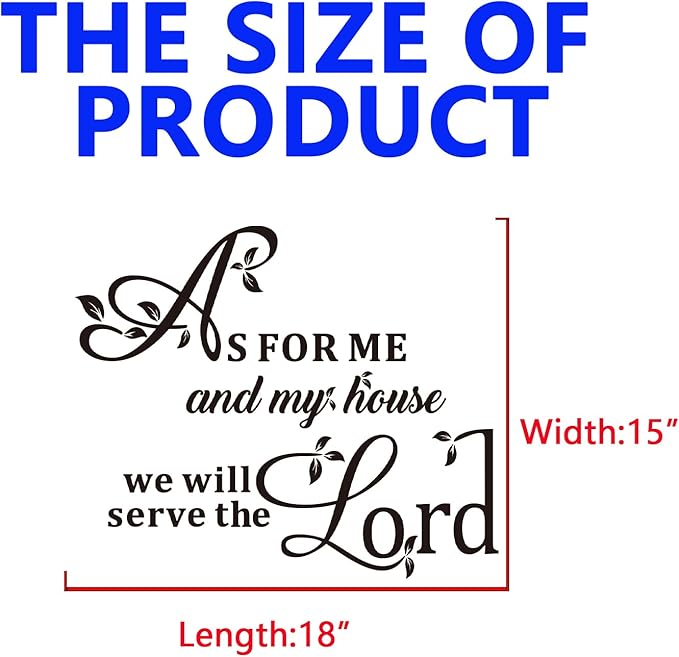 Bible Verse Wall Stickers for Bedroom: Christian Quotes Inspirational Positive Vinyl Art Wall Decals for Living Room Wall Decor - As for Me and My House 18" X 15"