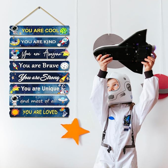 8 PCS Wood Sign Kids Room Decor (Space)