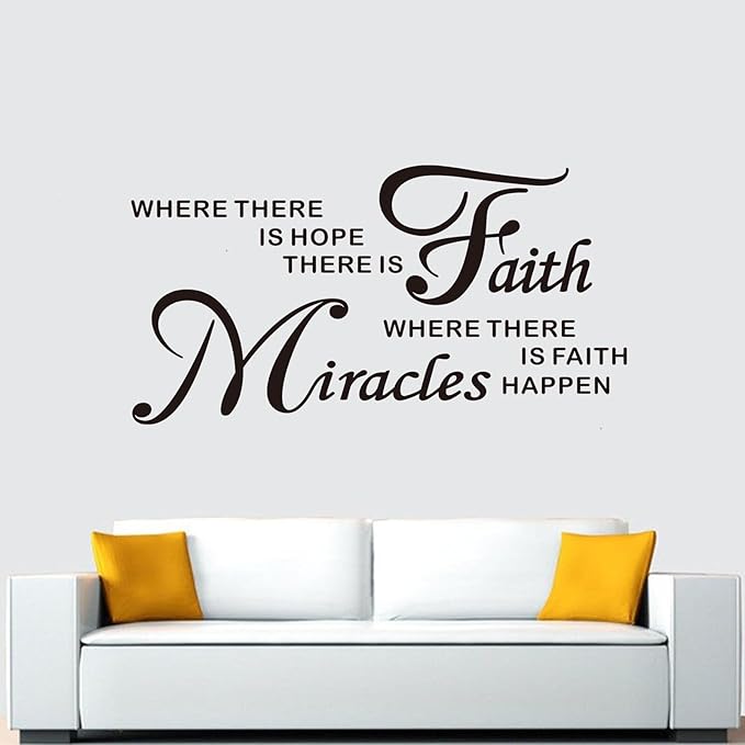 Bible Verse Wall Decals for Bedroom: Christian Quotes Inspirational Living Room Vinyl Art Wall Stickers - Where There is Hope There is Faith 36.2" X 19"