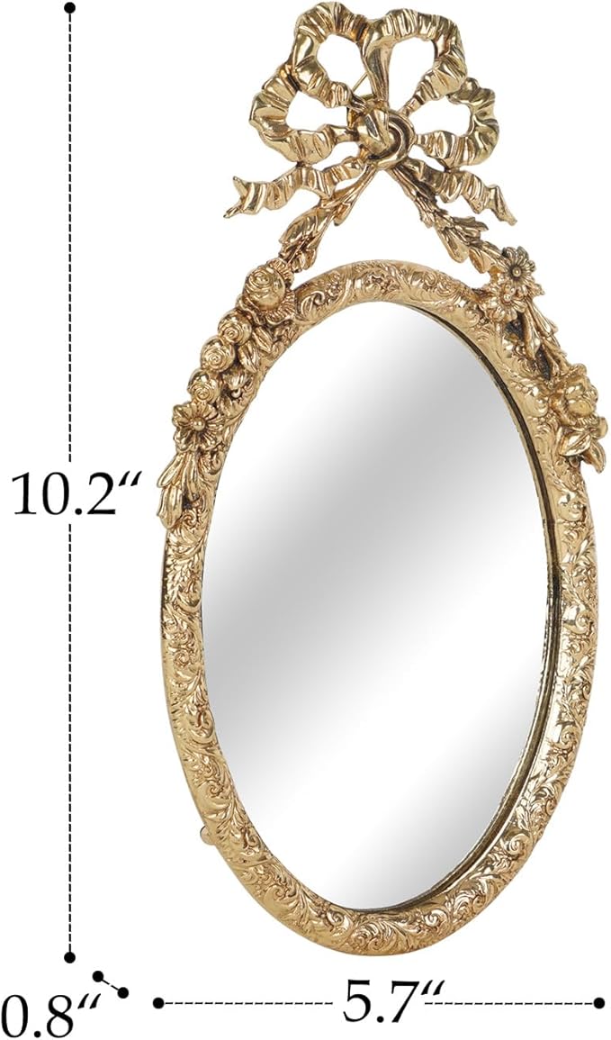 NIKKY HOME Small Wall Mirror, Vintage Hanging Mirrors, Gold Decorative Wall Mirror for Bedroom Living-Room Dresser Decor 10 x 5.7 Inch