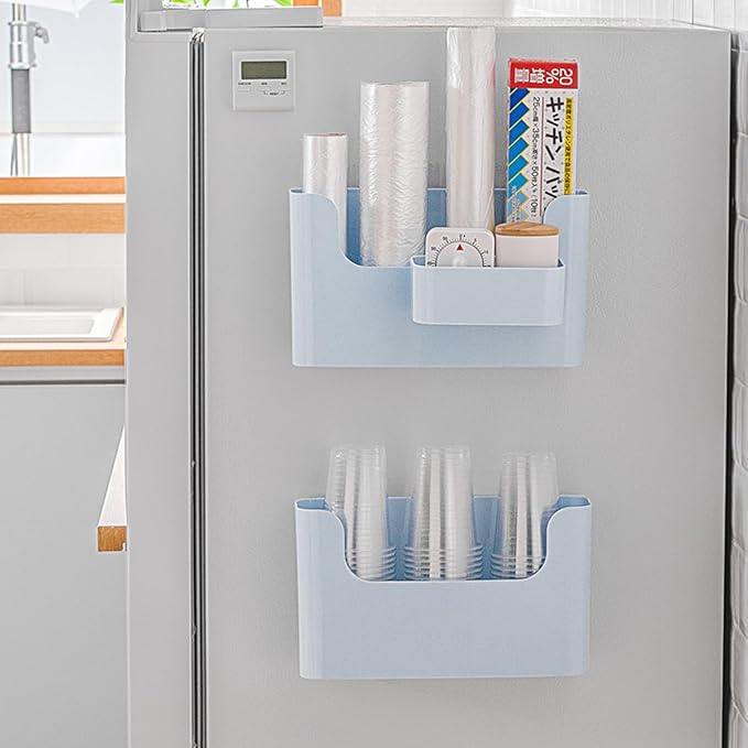 MORNITE Adhesive Cabinet Door Organizer Storage 4 Pack, Door Rack Shelves Holder for Sink Kitchen Bathroom RV Pantry Bedroom Closet Laundry Office, Blue
