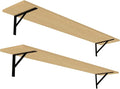 DINZI LVJ Long Wall Shelves, 55.1Inch Wall Mounted Shelves Set of 2, Extra Large Storage Ledges with Sturdy Metal Brackets for Living Room, Bathroom, Bedroom, Kitchen, Natural