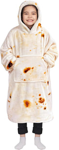 Waitu Wearable Blanket for Kids, Wearable Blanket Hoodie Gifts for Teens Girls and Boys, Warm Blanket Sweatshirt for Teenage, Thick Flannel Hoodie Blanket with Sleeves - Burritos