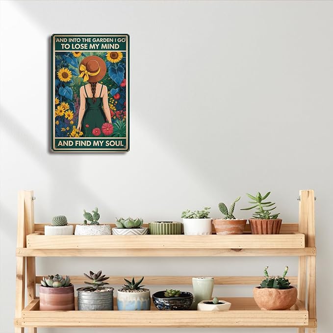 Cottagecore Garden Signs for Outside Decor Gifts Vintage Gardening Metal Tin Signs for Yard Home Garden Greenhouse Living Room Bedroom Outdoor Decor 8X12 Inch