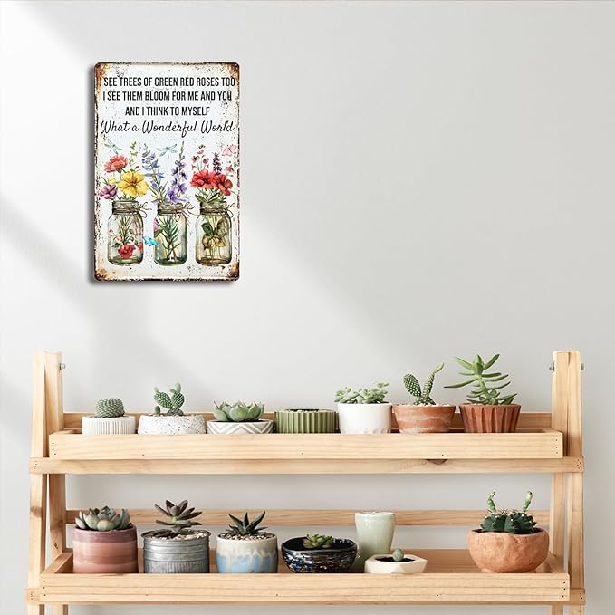 Funny Garden Plant Flower Metal Tin Sign Outside Yard Art Decor - Humorous Gardening Gift for Women Enthusiasts, 12" x 8"