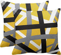 Emvency Set of 2 Throw Pillow Cover Yellow Black Stripes Grey White Design Retro Decorative Pillow Case Striped Home Decor Square 16x16 Inch Cushion Pillowcase