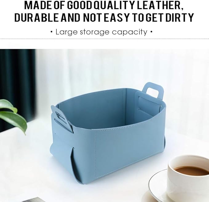 Leather Valet Tray, Jewelry Tray, Catchall Tray, Desktop Storage Organizer，Bedside Caddy for Men Key Wallet Watch Coin Phone Change,Candy Holder Sundries Tray,Convenient for Travel (06 Blue 1)