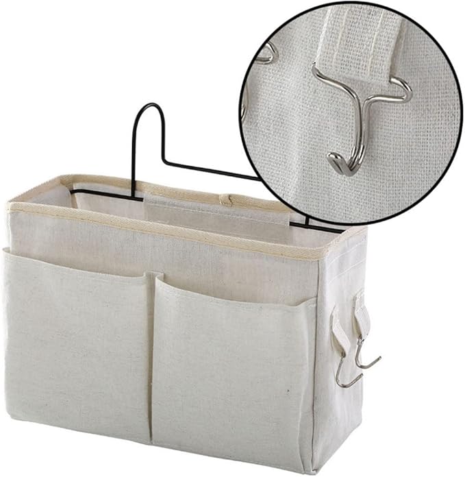 Bedside Hanging Storage Bag Caddy Pocket Nightstand Organizer Basket White for Bunk Bed Dorm Rooms9999bedside Hanging Storage Bag Bedside Caddy Bunk Bed Organizer Pocket