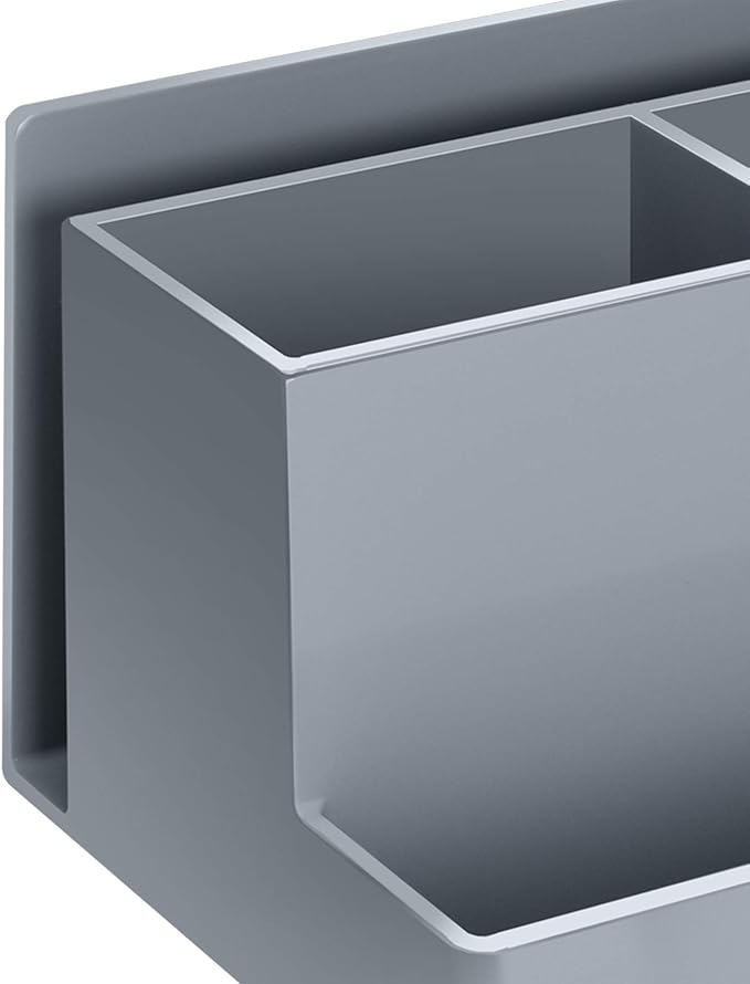Acrimet Desktop Organizer - Multi Organizer Caddy Holder for Office, Home and School use (Plastic) (Silver Color)