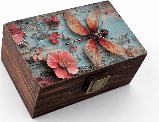 RK Collections Dragonfly Trinket Box I Insect Jewelry Keepsake Box I Dragonfly Lovers Gift Idea For Animals (4x2.75)