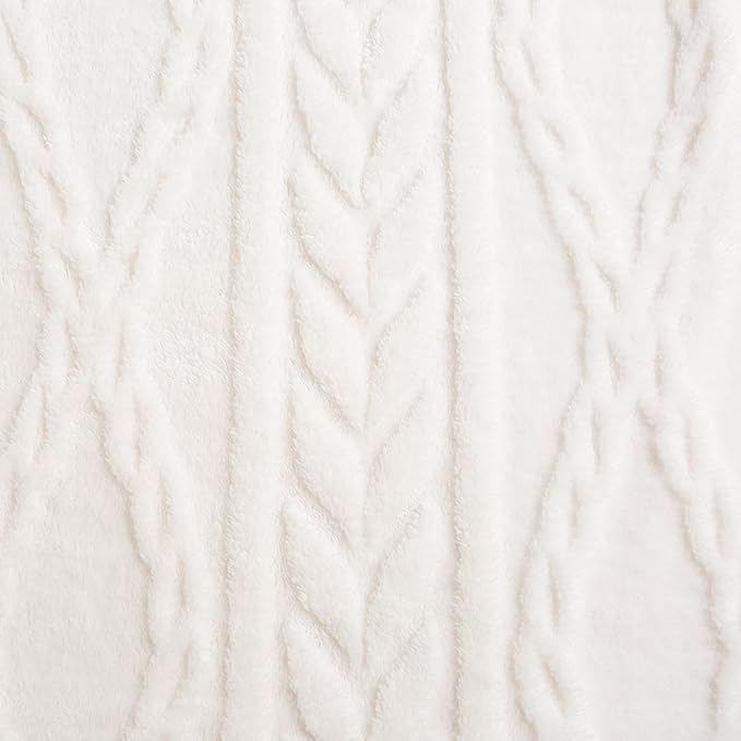 YUSOKI Queen Size Blanket Single Layer,Weight(4.4lb),370GMS-3D Stylish Design for Gift Home Decor (Ivory,90"x90")