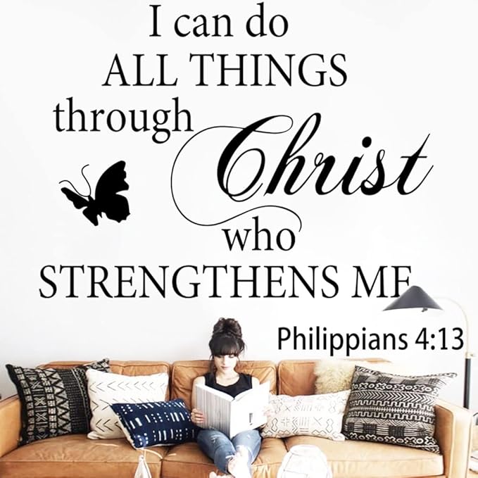 Motivational Quotes Vinyl Wall Decal Stickers I Can Do All Things Through Christ Who Strengthens Me Vinyl Christian Quotes Bible Scripture Inspirational Words Wall Stickers Religious Home Décor