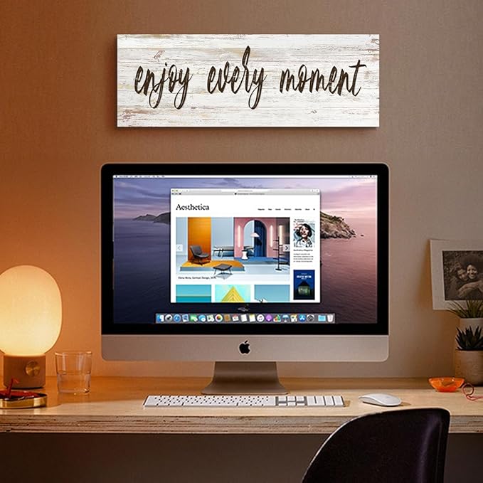 Inspirational Wall Art - Enjoy Every Moment - Sayings Quote Poster Motto Canvas Prints Motivational Home Wall Art Decor Sign 6" x17"