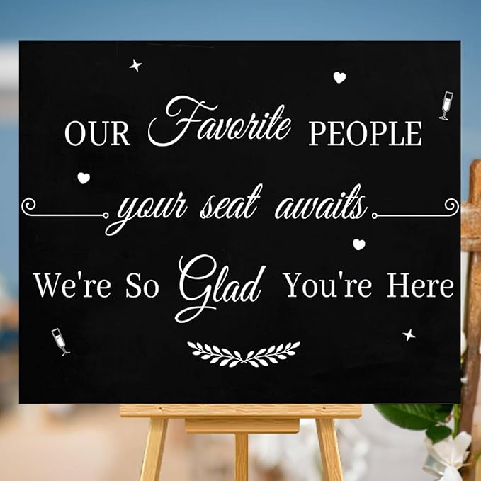 HLNIUC Wedding Mirror Sticker,Our Favorite People Your Seat Awaits Mirror Stickers Wedding Welcome Decals Double-Sized,Personalized Letters Number Wall Decal for Window Sign Marriage Decoration