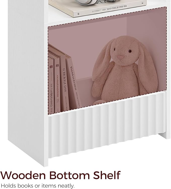 3-Tier Small Narrow Side Table with Open Storage Shelves, Thin Bedside Table for Narrow Spaces, Slim Nightstand, Skinny Couch Side Table for Living Room, Bedroom, Entryway, White ETWT75101
