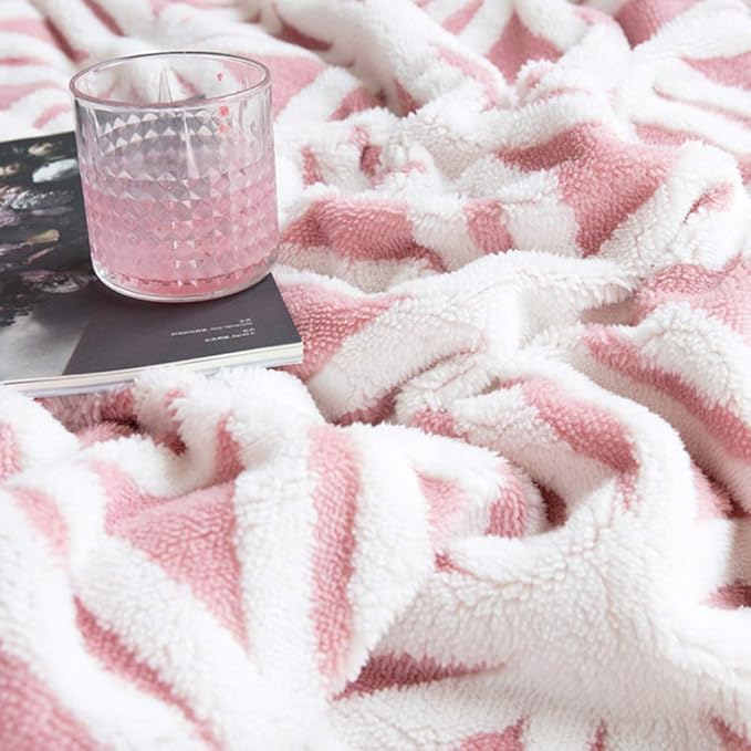 LOMAO Sherpa Fleece Blanket Easter Gifts for Mom Cozy Soft Throw Blanket for Women Men Dual Sided Couch Sofa Bed Blanket (Pink, 71''x80'')